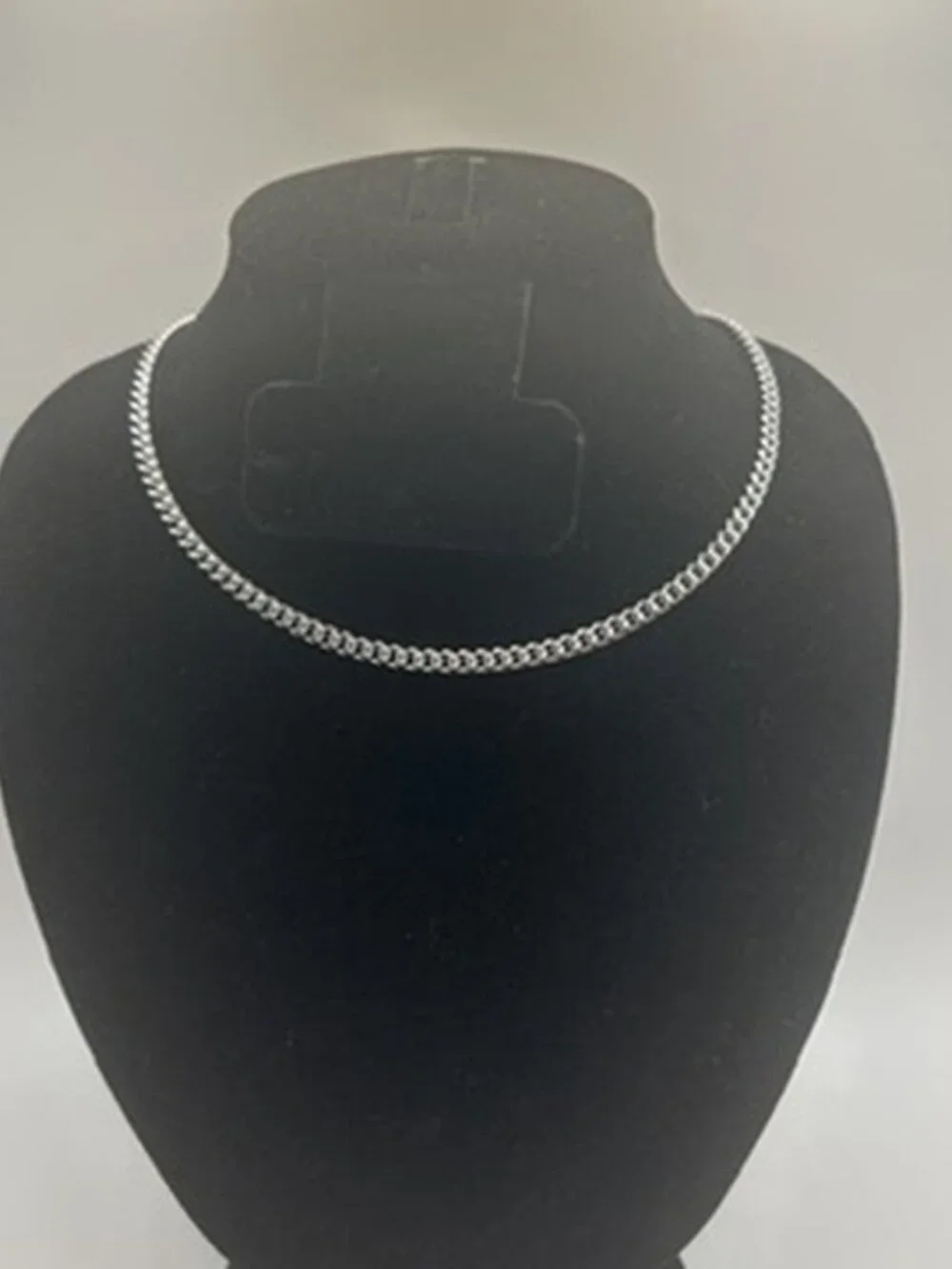 Real Silver Cuban Chain Stainless Steel 4mm 16 Inch Plated Durable Womens